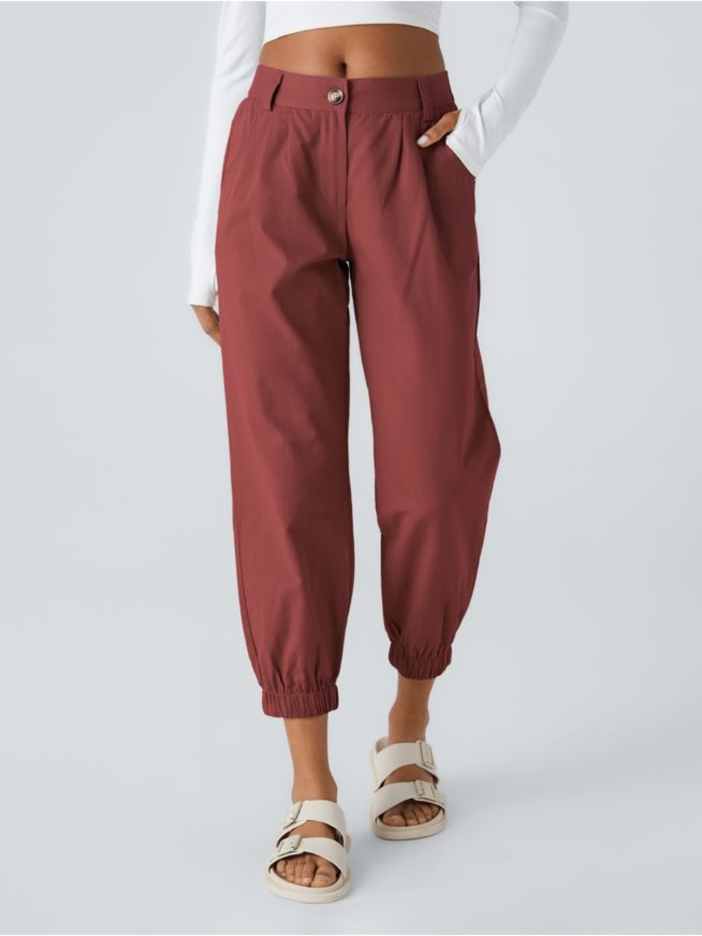 HALARA Relaxed Track Joggers in russet brown